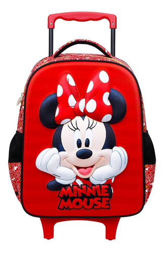 Mochila Rodinhas Infantil Minnie Mouse Vermelha Xeryus