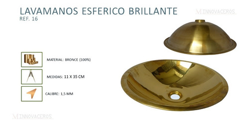 Imagen 2 de 2 de Lavamanos De Baño En Bronce Natural Innovaceros