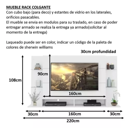 ESTANTE CON PANEL BLANCO, PARA PARED 160 cm.