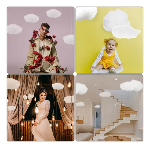 Decoración De Nubes De Algodón Con Fondo De Nube, 6 Unidades