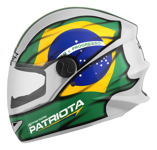 Capacete Fechado Masculino R8 Patriota Pátria Amada Brasil Cor Branco - Verde Tamanho Do Capacete 58