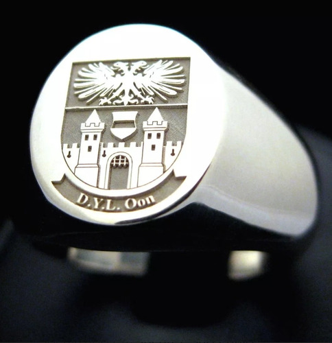 Anel Prata 950 Customizado Brasão Ou Simbolos A Sua Escolha