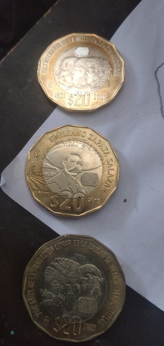 3 Monedas Conmemorativas De $20 Pesos Mexicanos