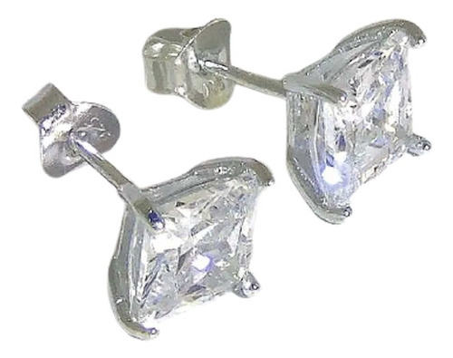 Imagen 1 de 5 de Aros Plata 925 Cuadrados Cubic Engarzados 4mm Garantía