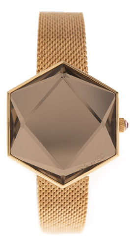 Relógio Digital Feminino Disney 100 Facetado Dourado Hexagon Cor da correia Dourada