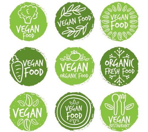 180 Etiquetas Stickers Alimentos Veganos Circulares De 5 Cm