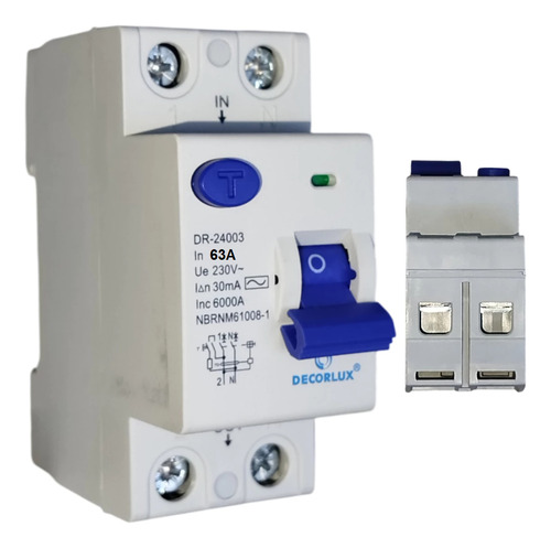 Disjuntor Dr Bipolar Fuga Diferencial Residual 2p 63a 30ma