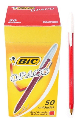 Birome Bic Opaco Rojo X 50 Unidades