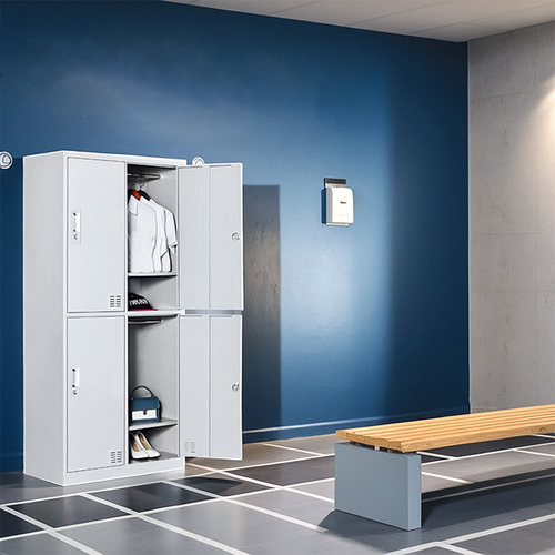 Taquilla Metálica De 4 Puertas Con Dimensiones De 180cm Gris Claro