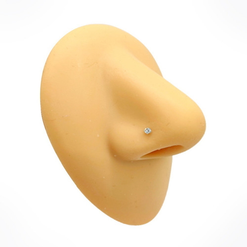 Piercing Nostril Poste Con Piedra De Plata 925 Para Nariz Color Plateado