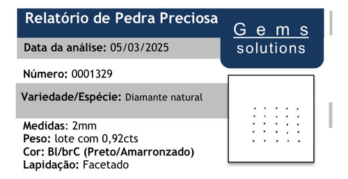 Diamantes Negros 2 Mm Lote Com 25 Unidades Com Certificado