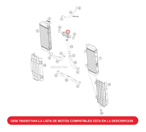 Pieza Y Para Radiadores Ktm Tpi Xcw Excf 15-20 79035071044