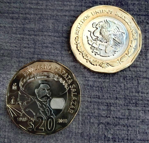 Imagen 3 de 4 de Moneda Conmemorativa 20 Pesos Emiliano Zapata