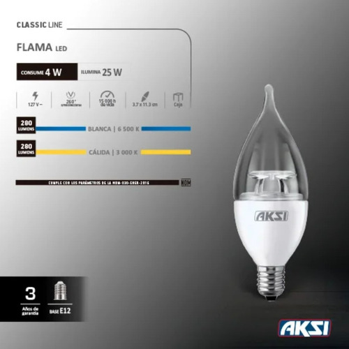Foco Led Tipo Flama Ahorrador Luz Cálida 4w Base E12 10 Pzas