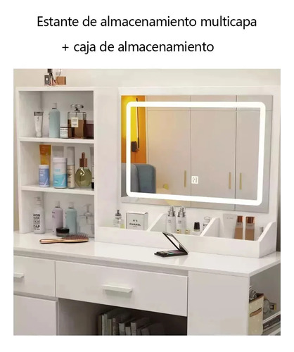 Tocador De Dormitorio Con Espejo Led Moderno Incluye Taburet