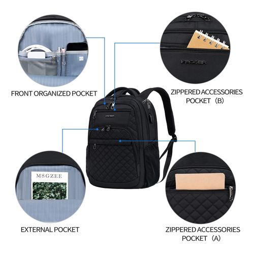 Mochila Kroser Para Portátil De Viaje De 17 Pulgadas, Repele