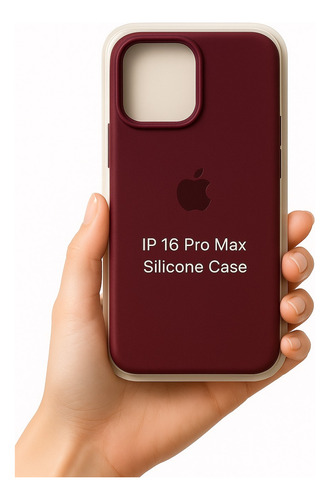 Funda Iphone 16 Pro Max Silicona Logo + Vidrio De Regalo! Bordó Silicona