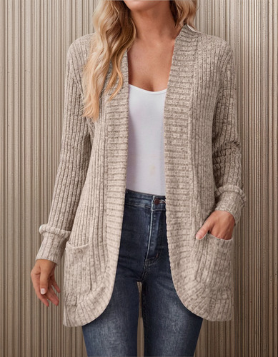 Casaco De Lã Comprido Feminino Com Blusas De Bolso