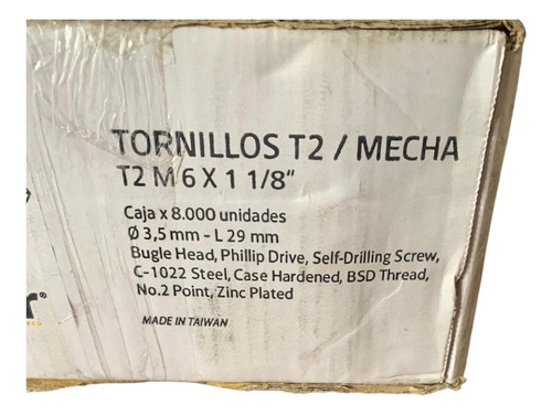 Tornillos T2 Punta Mecha X 8000 Unidades