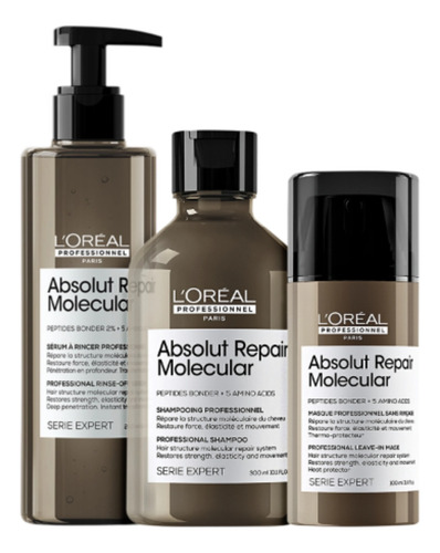 Kit L'oréal Absolut Repair Molecular Shampoo+ Sérum+ Leavein