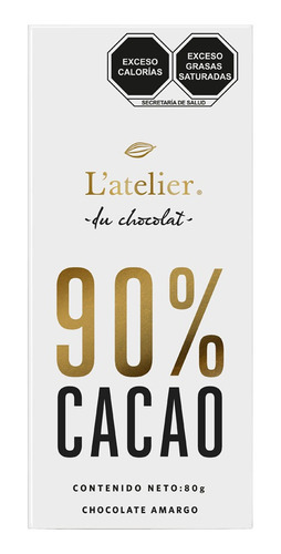 Barra De Chocolate Belga 90% Cacao L Atelier 80gr
