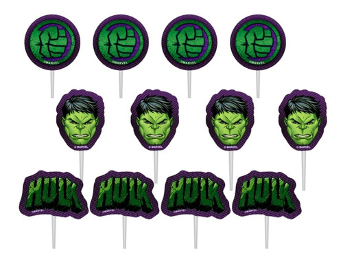 Palitinhos Decorados Para Doces - Festa Incrível Hulk