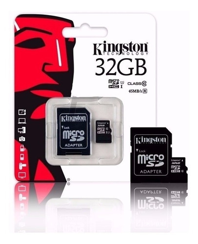 Memoria Micro Sd 32 Gb Kingston Clase 10 3 Canvas 80 Mbps + Adaptador Clase 10 Para Celular Cámara Réflex 