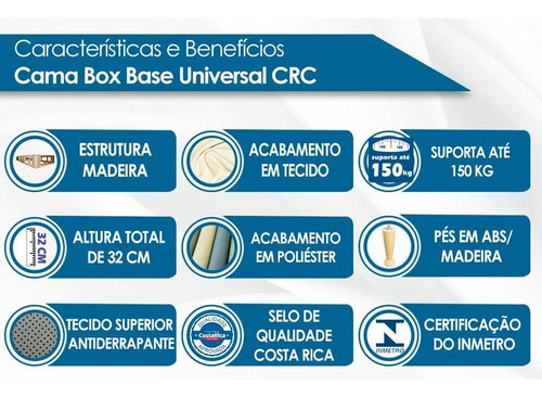 Cama Box Base Queen Universal Courano Gray (158x198x20) - Co