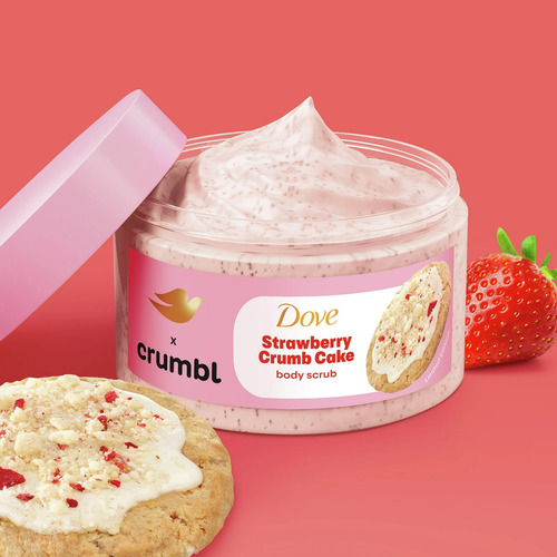 Dove Crumbl Exfoliating Body Scrub Strawberry Cookie Bolo De Morango Com Farofa