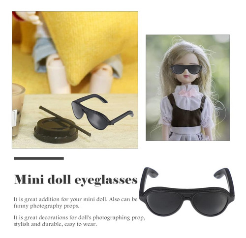 Nuobesty Gafas De Sol Para Muñeca, Mini Gafas De Sol Negras,