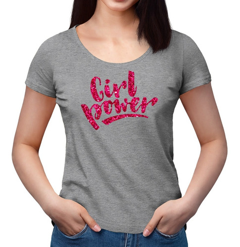 Polera Girl Power - Frase Feminista - Estampada - Escotada
