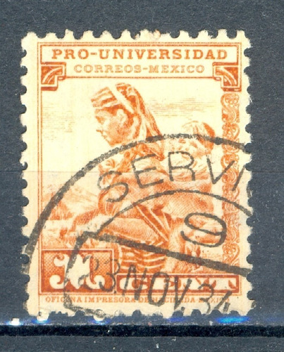 Estampilla México Indio Pro Unam 1934 Usada 1c