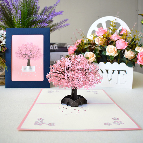Imagem 3 de 8 de Flor De Cerejeira 3d Up Cartões De Aniversário Para O