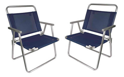 Silla Alta Aluminio Playa Set X2 Extra Reforzada 140 Kg Mor 