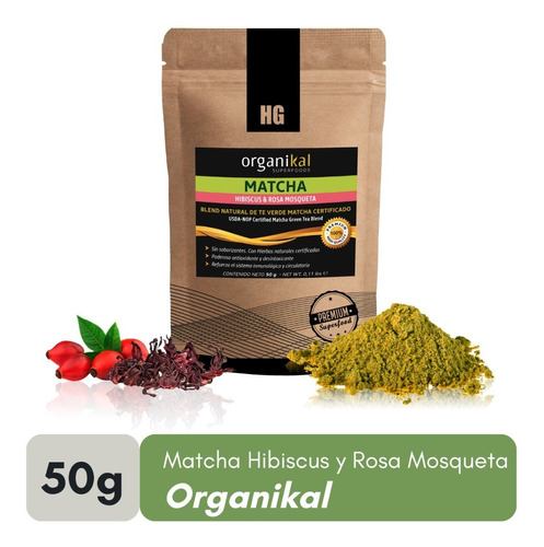 Té Matcha Hibiscus Y Rosa Mosqueta Organikal Hgl 50g