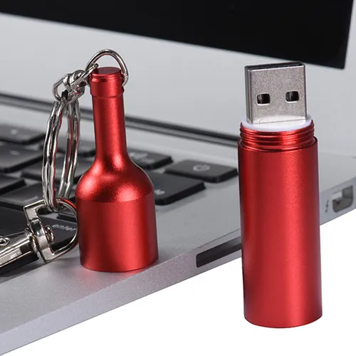 Memoria Usb Con Forma De Botella Roja, Lápiz De Memoria De M
