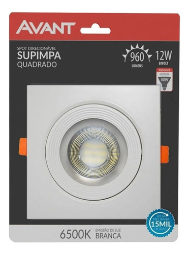 Embutido Par30 12w Led Easy Quadrado Direcionável Kit 8pçs