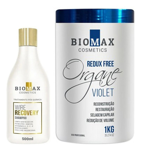 Kit Botox Biomax Matizador Alisamento Loiras Violeta