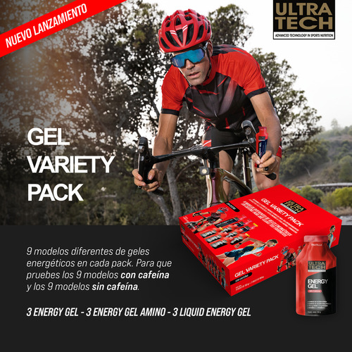 Gel Variety Pack Ultra Tech Caja X 9 Geles Energéticos Sabor con Cafeína