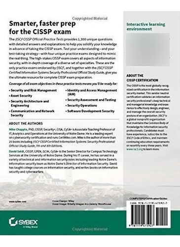 Cissp Official (isc)2 Practice Tests - Chapple, Mi..., De Chapple, Mike, Seidl, David. Editorial Sybex En Inglés