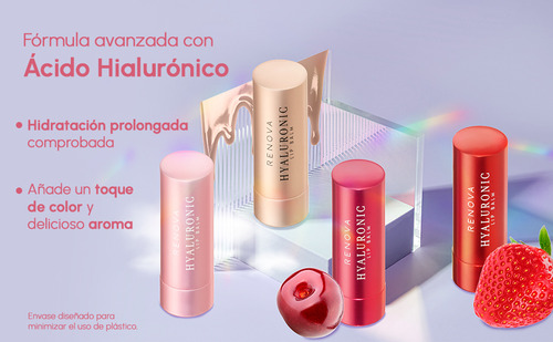 Bálsamo Labial Con Ácido Hialurónico Strawberry Renova 4.8g