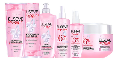 Elseve Kit Glycolic Gloss Shampoo E Condicionador 1250g