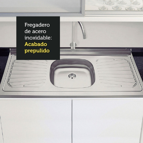 Tarja de Inox para Cocina Madesa 150 x 52cm Color Gris