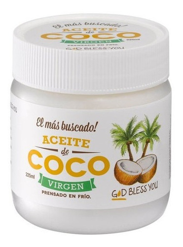 Aceite De Coco Virgen Prensado En Frio God Bless You X225ml