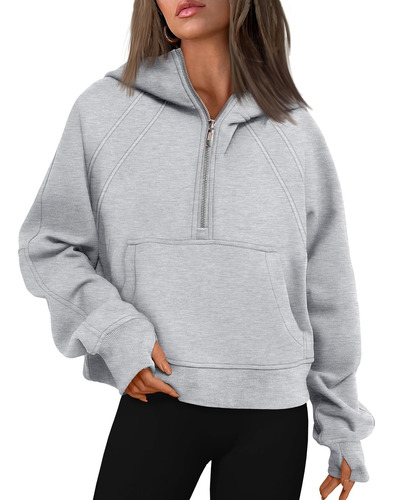 Wynnque Sudadera Corta Con Capucha Para Mujer, Manga Larga, 