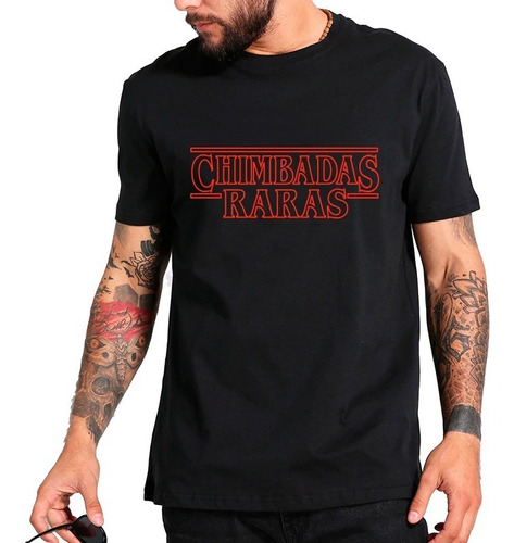 Camiseta Stranger Things Logo Contorno Chimbadas Raras