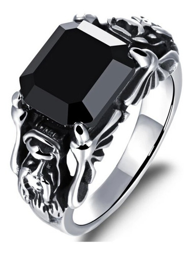 Anillo Acero Inoxidable Zirconia Cubica Negra Unisex Vqysko