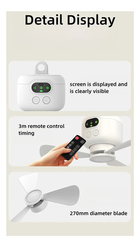 De Ventilador De Techo Grande Recargable Por Usb Con Aspas