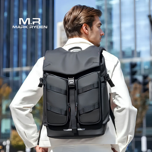 Mochila de viaje expandible de primera calidad de 22 a 29 litros para cuaderno de 17,3 Mark Ryden modelo Mr9779, color negro mate