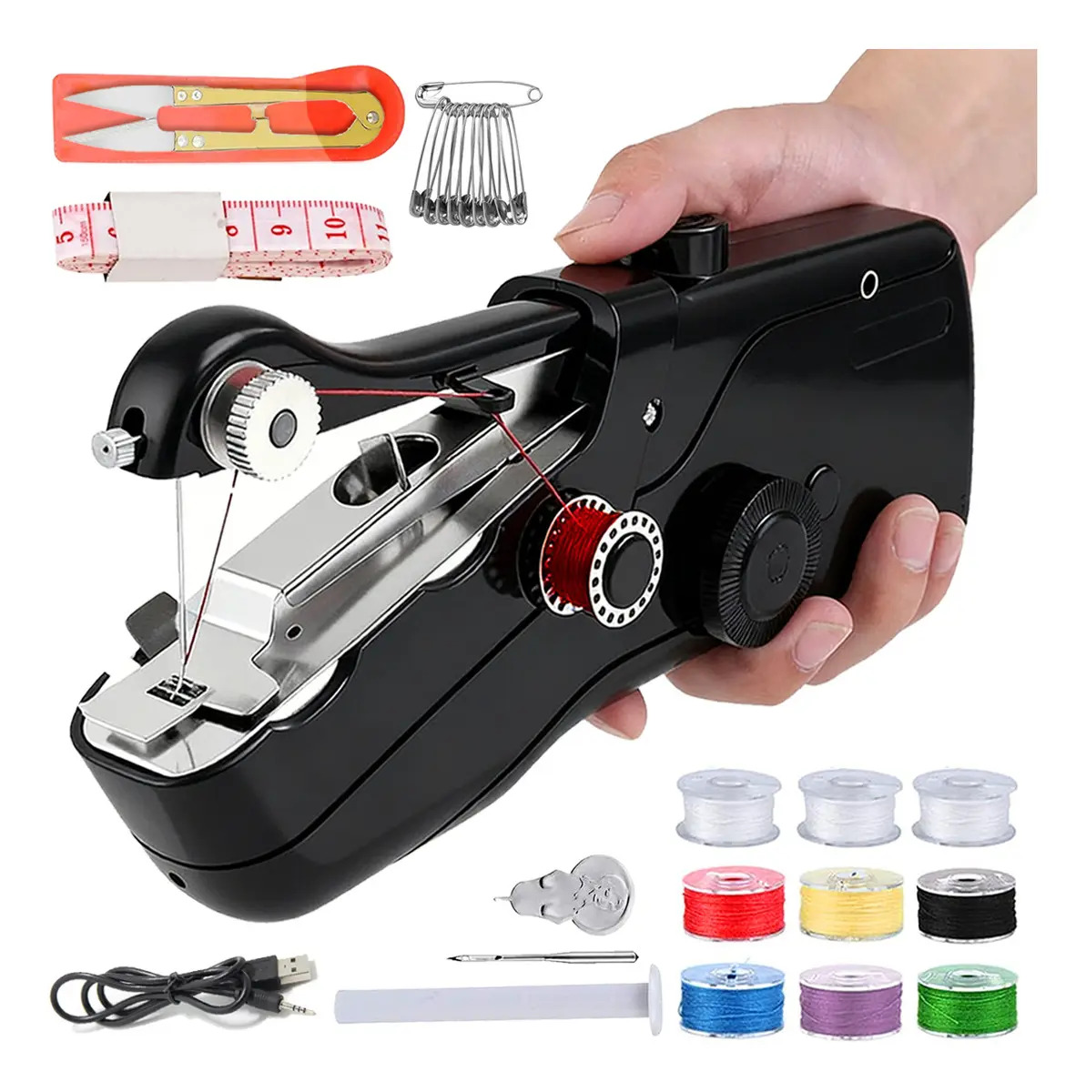 Mini Máquina de Coser Eléctrica Portátil para Principiantes, con Kit de Accesorios